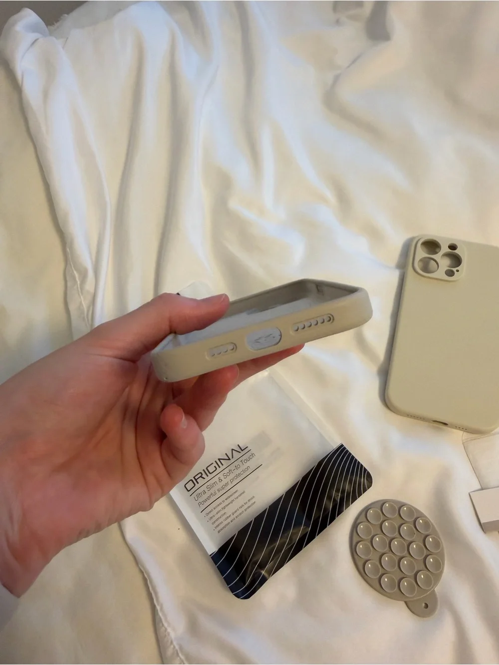 Neutral iPhone 14 Pro Max Silicone iPhone Case with PopGrip